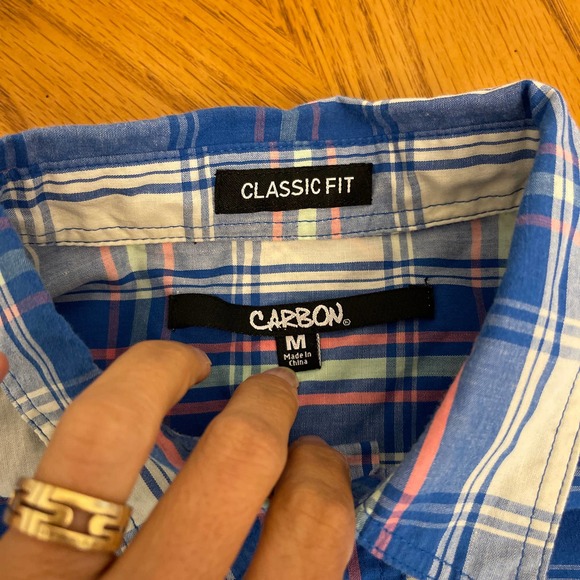 Carbon Checked Shirt Button up classic fit Men Sz M slightly used - Picture 5 of 6